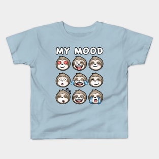 my mood funny sloth faces Kids T-Shirt